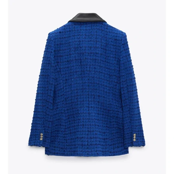 Zara Combination Faux Leather Textured Blazer - Picture 7 of 7